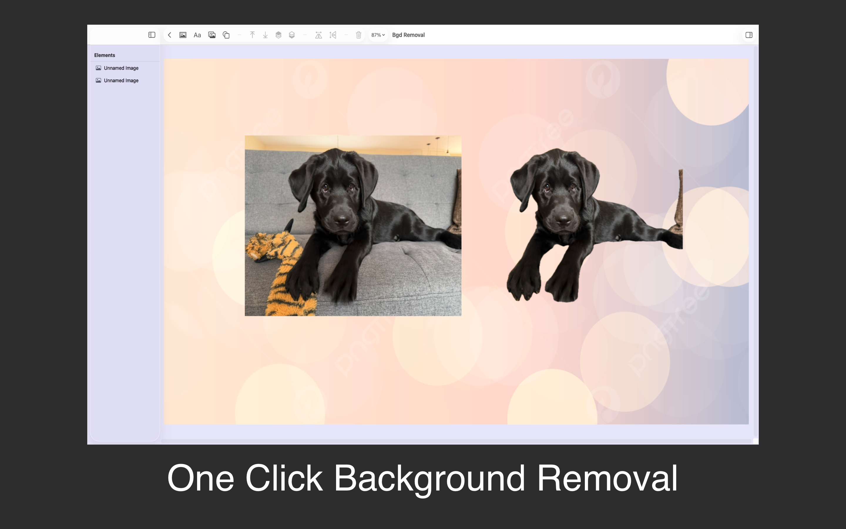 Removing the background from a photo inside Vision Boardz